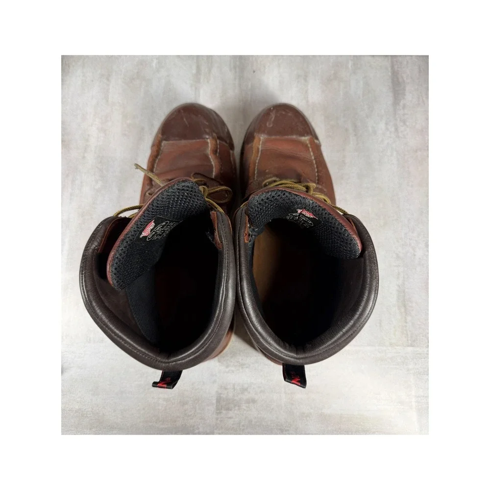 Red Wing ASTM F2892-18 EH 405 10.5 D Brown Leather Tuff Toe Work Boots *READ